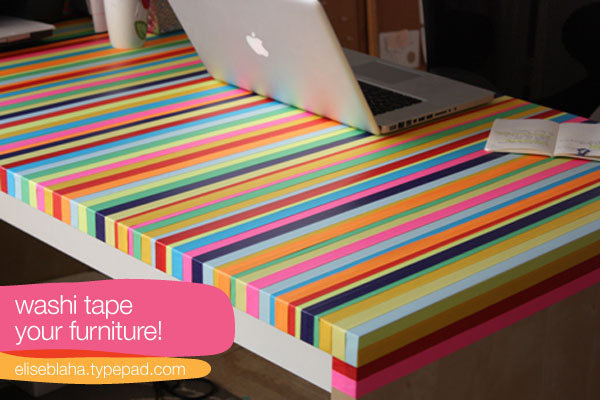 bàn ăn từ băng dính màu