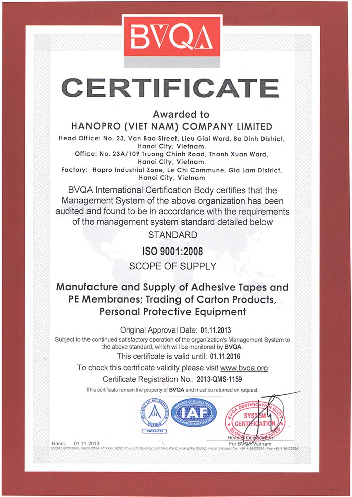 Chứng chỉ iso en