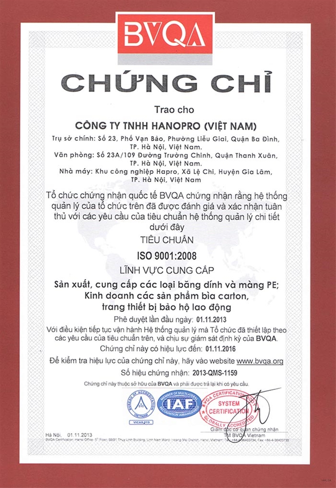 Chứng chỉ iso en