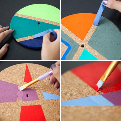 tự chế đồng hồ treo tường đầy màu sắc